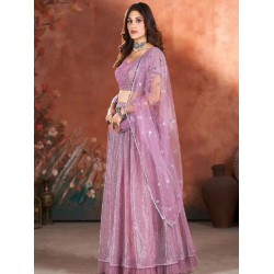 Light Pink Sequins Designer Wedding Lehenga Choli Readymade