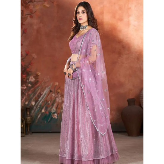 Light Pink Sequins Designer Wedding Lehenga Choli Readymade Light Pink Sequins Designer Wedding Lehenga Choli Readymade