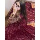 Maroon Faux Georgette Designer Embroidered Anarkali Gown With Dupatta Maroon Faux Georgette Designer Embroidered Anarkali Gown With Dupatta