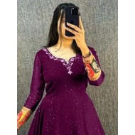 Purple Festival Georgette Sequins Anarkali Gown
