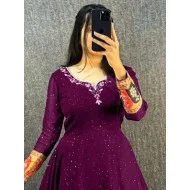 Purple Festival Georgette Sequins Anarkali Gown