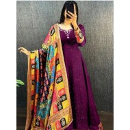 Purple Festival Georgette Sequins Anarkali Gown