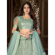 Sea Green Floral Designer Lehenga Choli Readymade