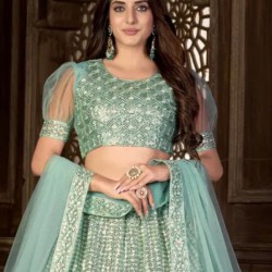 Sea Green Floral Designer Lehenga Choli Readymade
