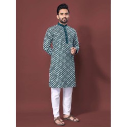 Soft Silk Embroidery Multi Sequence Men's Kurta with Pajama Set