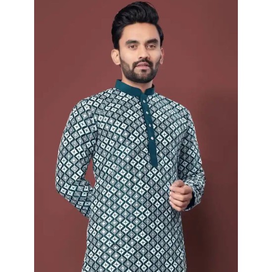 Soft Silk Embroidery Multi Sequence Men's Kurta with Pajama Set Soft Silk Embroidery Multi Sequence Men's Kurta with Pajama Set