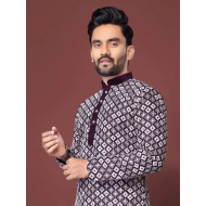 Soft Silk Embroidery Multi Sequence Men's Kurta with Pajama Set