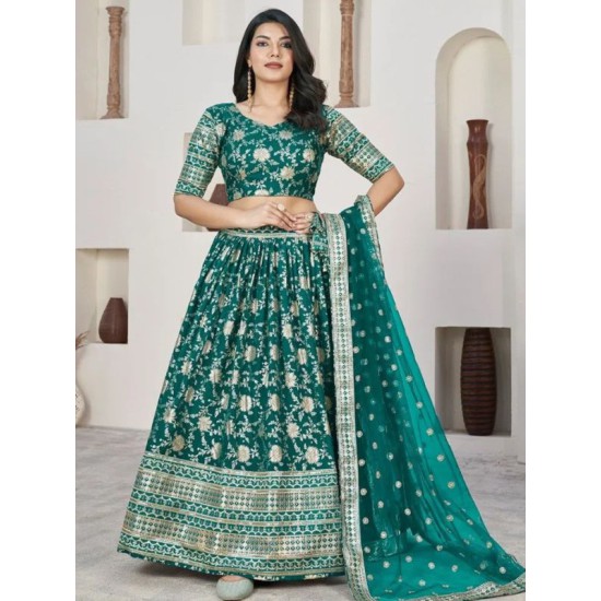 Teal Green Designer Lehenga Choli Readymade Teal Green Designer Lehenga Choli Readymade