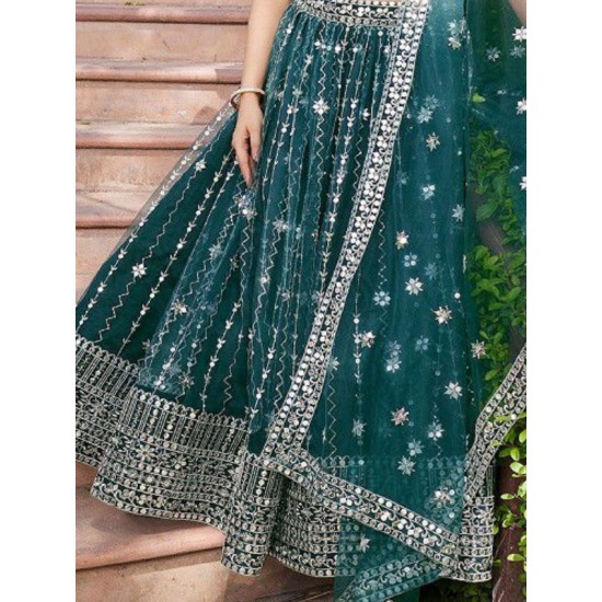 Teal Green Georgette Embroidery Designer Lehenga Choli Readymade Teal Green Georgette Embroidery Designer Lehenga Choli Readymade
