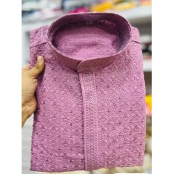 Traditional Rayon Mirror Work Men's Kurta with Pajama Set
