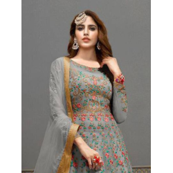 Butterfly Net Embroidery Work Party Wear Gown
