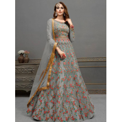 Butterfly Net Embroidery Work Party Wear Gown