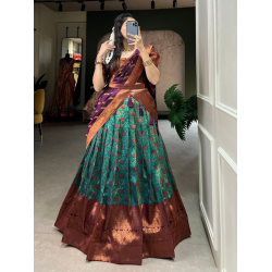 Amazing Purple and Green Color Wedding Designer Fancy Silk Weaving Lehenga choli