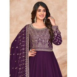 Designer in Faux Georgette Festival Wear Embroidered Anarkali Gown With Dupatta