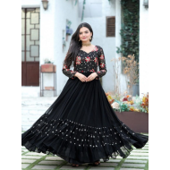 Georgette Festival Wear Sequence Multi Thread Embroidered Anarkali Gown