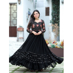 Georgette Festival Wear Sequence Multi Thread Embroidered Anarkali Gown