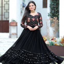 Georgette Festival Wear Sequence Multi Thread Embroidered Anarkali Gown