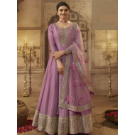 Stunning Dola Silk A-Line Floor Lenght Gown With Designer Dupatta