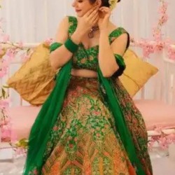 Green Silk Heavy Digital Print Lehenga Choli Readymade
