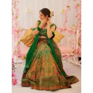 Green Silk Heavy Digital Print Lehenga Choli Readymade