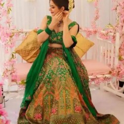 Green Silk Heavy Digital Print Lehenga Choli Readymade