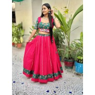 Roman Silk Printed Real Mirror Work Lehenga Choli Readymade