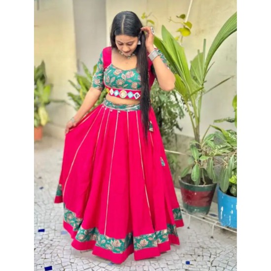 Roman Silk Printed Real Mirror Work Lehenga Choli Readymade Roman Silk Printed Real Mirror Work Lehenga Choli Readymade