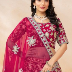 Art Silk Heavy Embroidery Designer Red Lehenga Choli Readymade