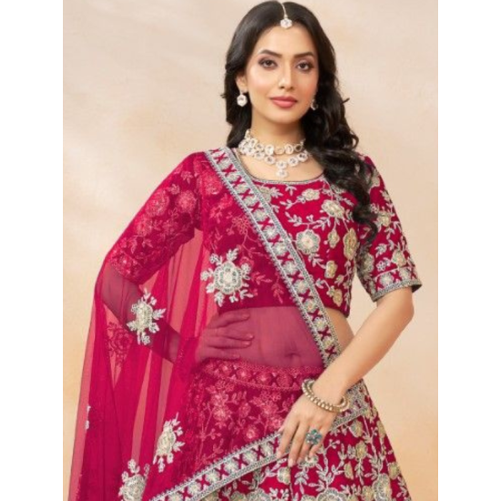 Art Silk Heavy Embroidery Designer Red Lehenga Choli Readymade Art Silk Heavy Embroidery Designer Red Lehenga Choli Readymade