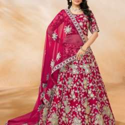 Art Silk Heavy Embroidery Designer Red Lehenga Choli Readymade