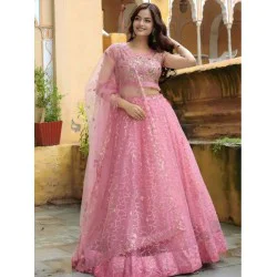 Beautiful Baby Pink Fancy Embroidery Net Lehenga Choli Readymade Beautiful Baby Pink Fancy Embroidery Net Lehenga Choli Readymade