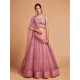 Beautiful Fancy Embroidery Pink Net Lehenga Choli Readymade