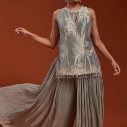 Beautiful Silk Fancy Embroidery Sequins Plazo Suits Sets