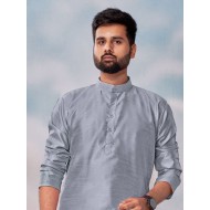Banglori Silk Men's Kurta with Polo Pant Style Set