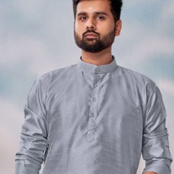 Banglori Silk Men's Kurta with Polo Pant Style Set