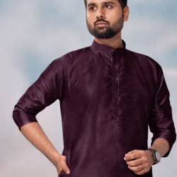Banglori Silk Men's Kurta with Polo Pant Style Set