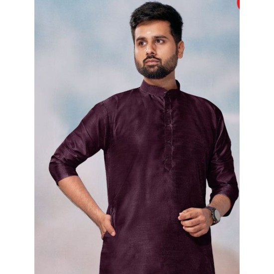 Banglori Silk Men's Kurta with Polo Pant Style Set Banglori Silk Men's Kurta with Polo Pant Style Set