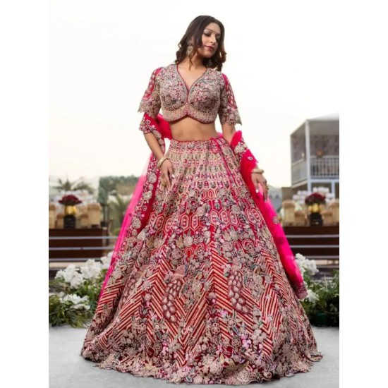 Dark Pink Twinkle Silk Embroidery Designer Lehenga Choli Readymade Dark Pink Twinkle Silk Embroidery Designer Lehenga Choli Readymade