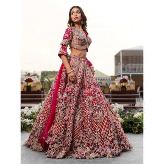 Dark Pink Twinkle Silk Embroidery Designer Lehenga Choli Readymade Dark Pink Twinkle Silk Embroidery Designer Lehenga Choli Readymade