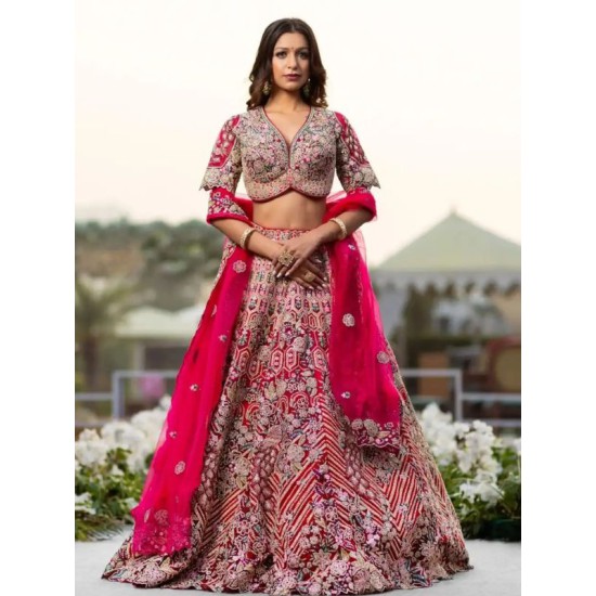 Dark Pink Twinkle Silk Embroidery Designer Lehenga Choli Readymade Dark Pink Twinkle Silk Embroidery Designer Lehenga Choli Readymade