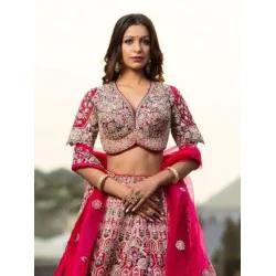 Dark Pink Twinkle Silk Embroidery Designer Lehenga Choli Readymade