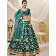 Green Art Silk Embroidery Designer Lehenga Choli Readymade