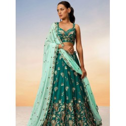 Georgette Green Embroidery Wedding Lehenga Choli Readymade