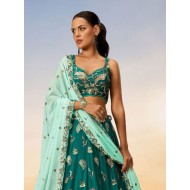 Georgette Green Embroidery Wedding Lehenga Choli Readymade