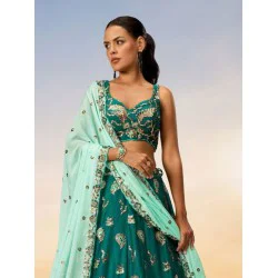 Georgette Green Embroidery Wedding Lehenga Choli Readymade