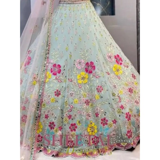 Georgette Heavy Embroidery Sequence Designer Wedding Lehenga Choli Readymade Georgette Heavy Embroidery Sequence Designer Wedding Lehenga Choli Readymade