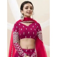 Georgette Hot Pink Sequins Designer Wedding Lehenga Choli Readymade