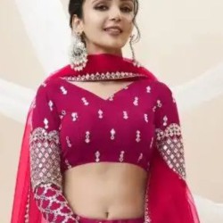 Georgette Hot Pink Sequins Designer Wedding Lehenga Choli Readymade