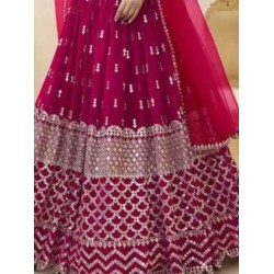 Georgette Hot Pink Sequins Designer Wedding Lehenga Choli Readymade