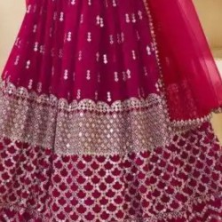 Georgette Hot Pink Sequins Designer Wedding Lehenga Choli Readymade